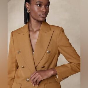 Banana Republic Camel Double-Breasted Captain’s Blazer